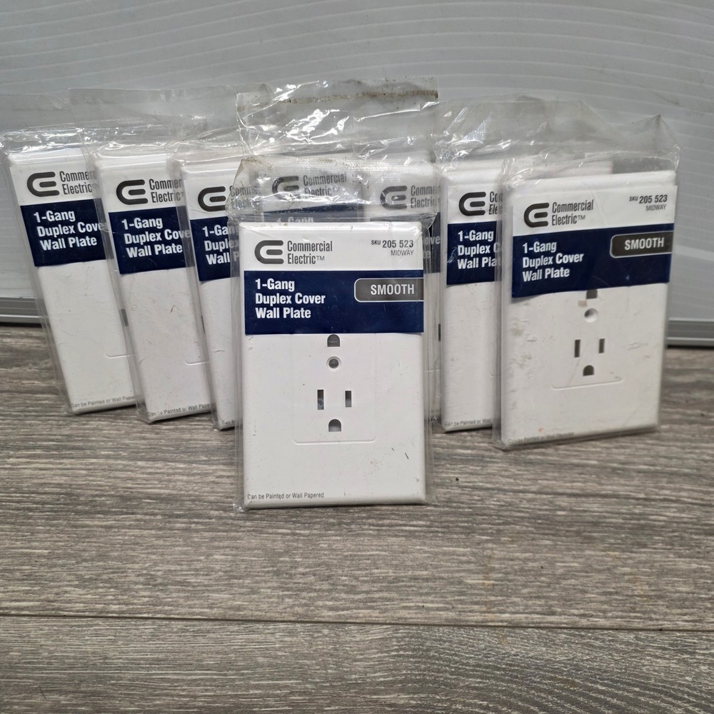 Commercial Electric 1-Gang Duplex Wall Plate Smooth White Midway 8 Pack PPCW-R
